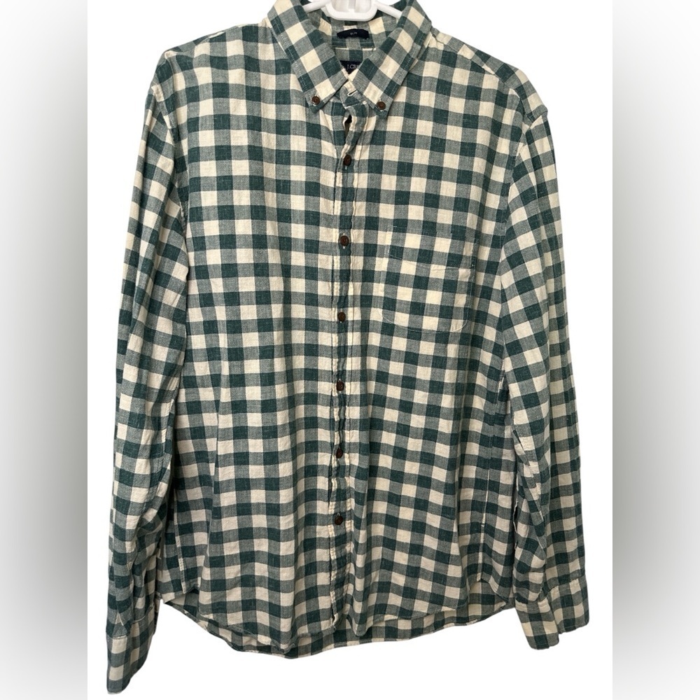 J Crew Shirt Green Homespun Check Plaid